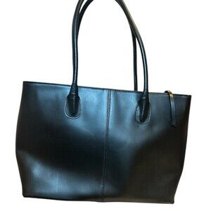 Cristian Made In Italy Black Genuine Leather Tote VTG Tote Bag Work Bag